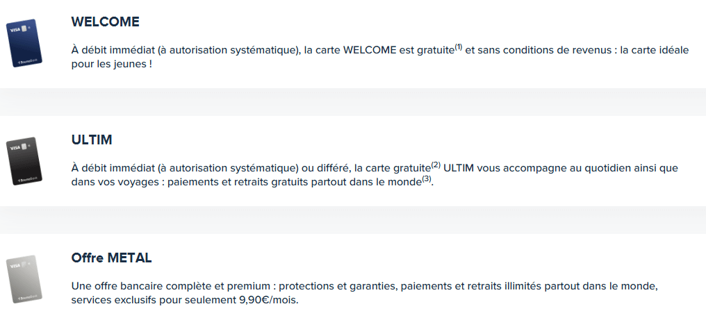 Cartes bancaires-Avis BoursoBank