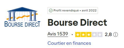 Avis Bourse Direct note Trustpilot