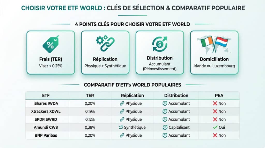 Meilleur ETF MSCI World 2026 : CW8, EWLD ou WPEA sur PEA