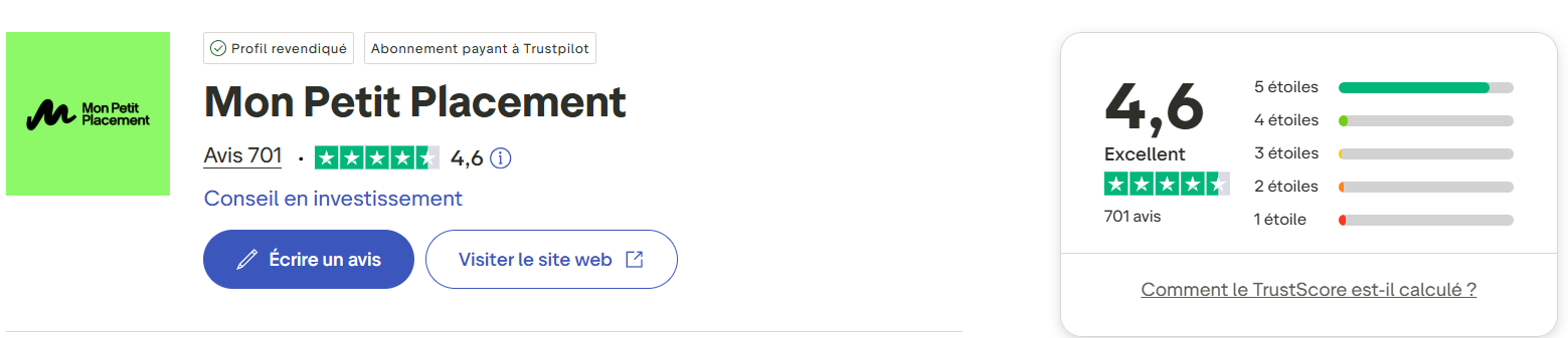 Trustpilot - Avis Mon Petit Placement