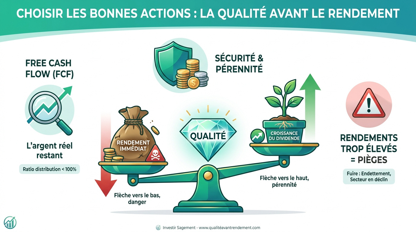 Graphique montrant la performance des actions de qualité face au haut rendement immédiat