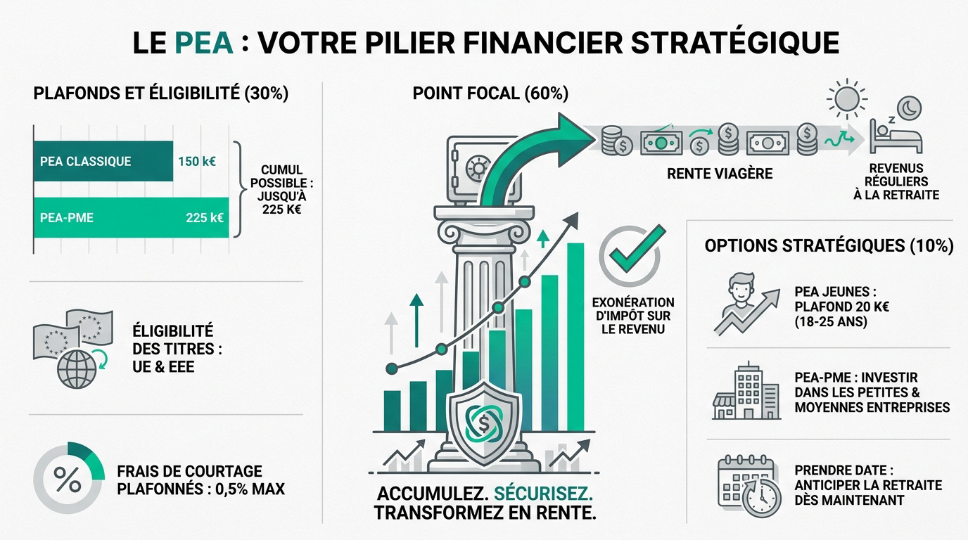 Illustration du PEA comme pilier de l