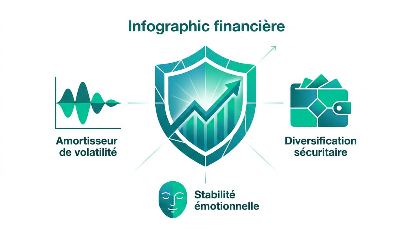 Infographie montrant la sécurité et la stabilité du marché obligataire pour un portefeuille diversifié