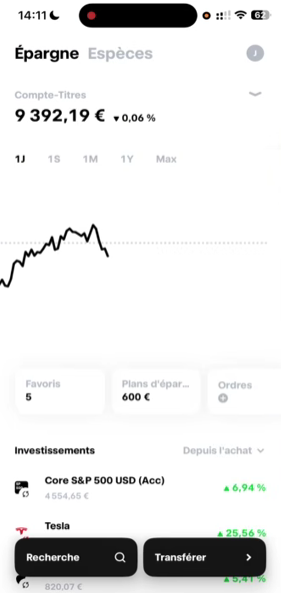 Dashboard Trade Republic &mdash; interface compte-titres