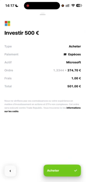 Frais 1 € par ordre sur le PEA Trade Republic