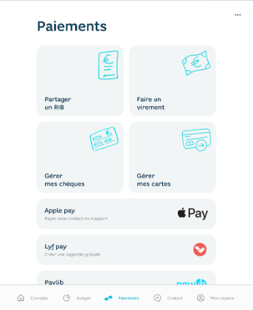 Interface de paiement Hello bank! &mdash; vue application mobile
