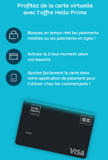 Offre carte virtuelle Hello Prime &mdash; avantages inclus