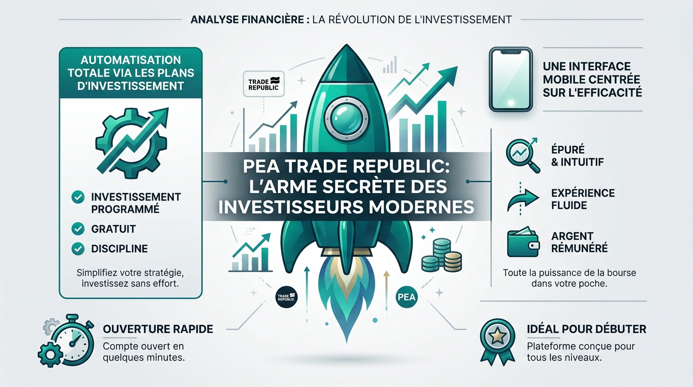 Interface mobile du PEA Trade Republic avec graphiques de performance