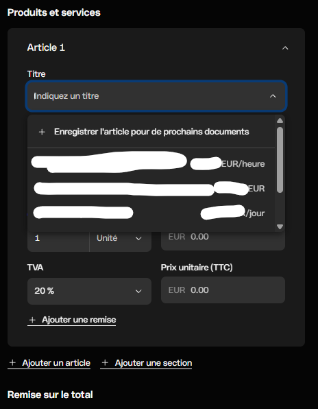 Liste de produits et services automatisable Qonto