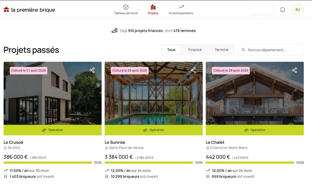 Mon espace en ligne la première brique - Les projets