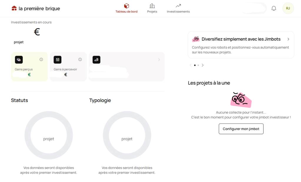 Présentation du tableau de board la première brique dans mon article avis la première brique