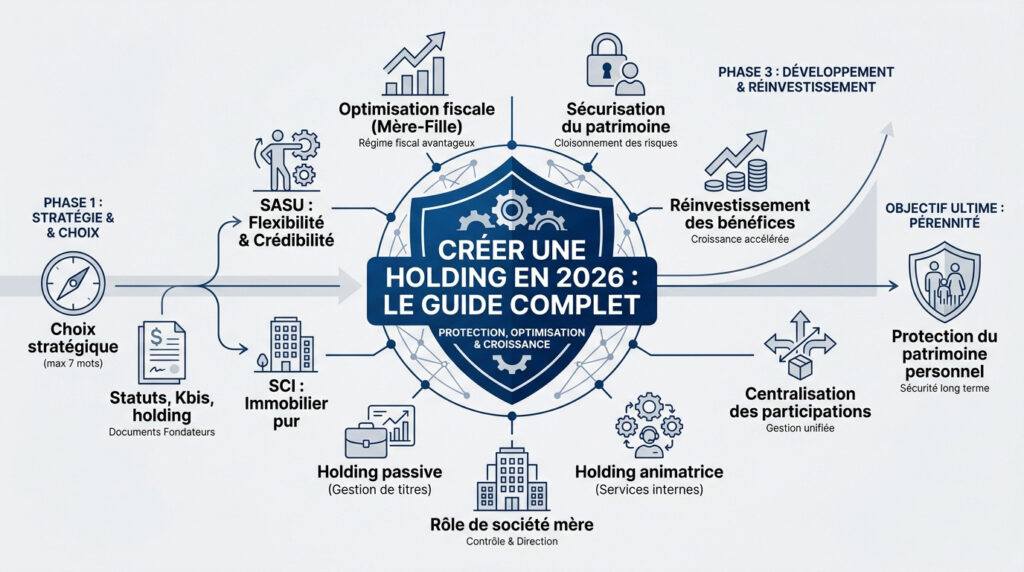 Comment créer une holding en 2026 : guide complet (SASU, étapes, coût réel)