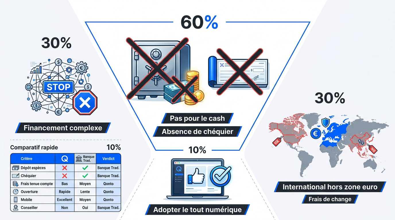 Comparatif des limites et services bancaires Qonto pour les entreprises