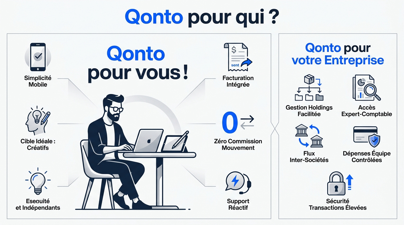 Interface de gestion bancaire Qonto pour les travailleurs indépendants et les entreprises