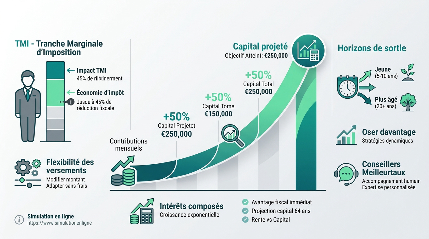 Graphique de simulation de capital retraite et économies d