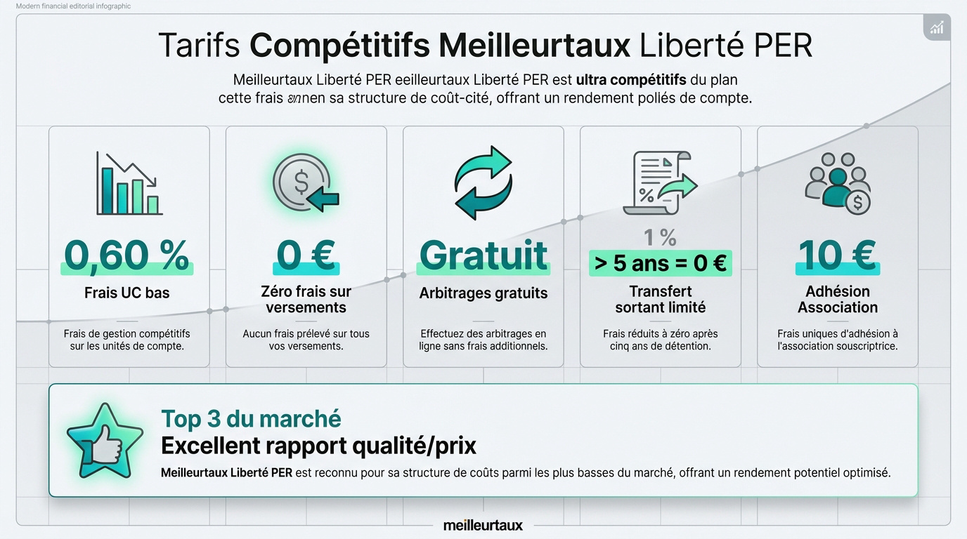 Tableau récapitulatif des frais réduits du contrat Meilleurtaux Liberté PER