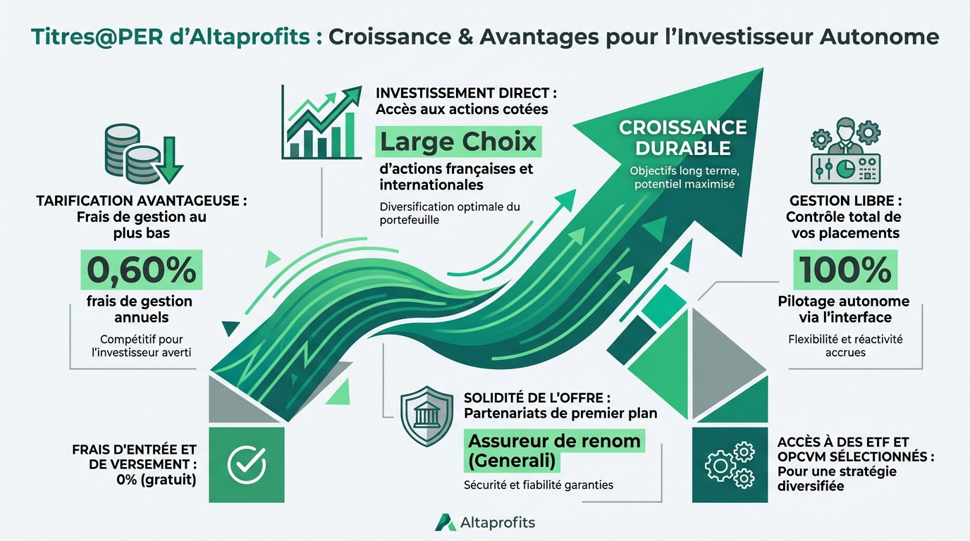 Avantages clés et croissance du contrat Titres@PER Altaprofits
