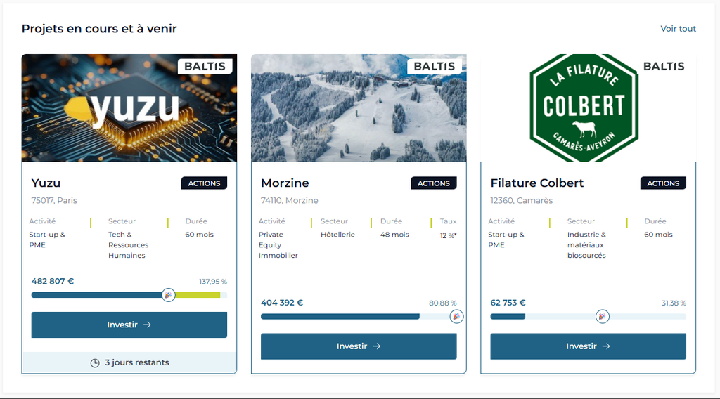 Capture pour montrer des exemples de produits en cours pour avis Baltis