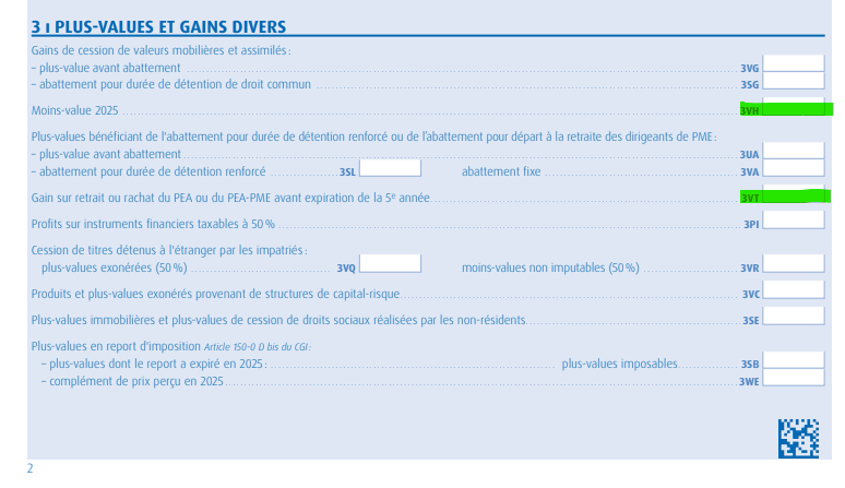 Case de la 2042 C à déclarer en cas de retrait avant 5 ans pour fiscalité PEA