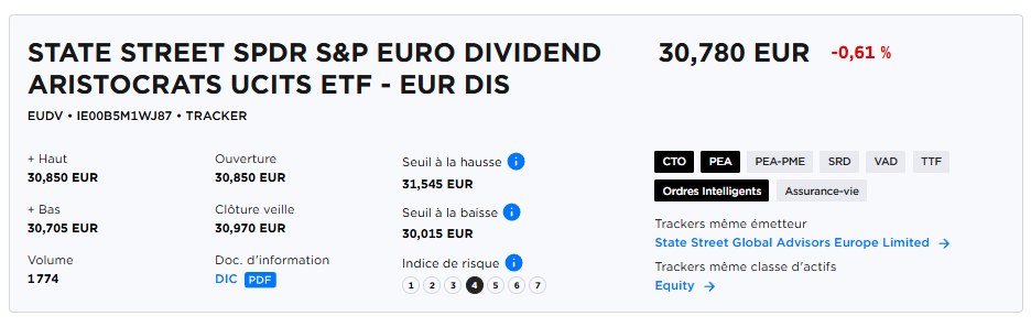 ETF EUDV éligible PEA Fortuneo