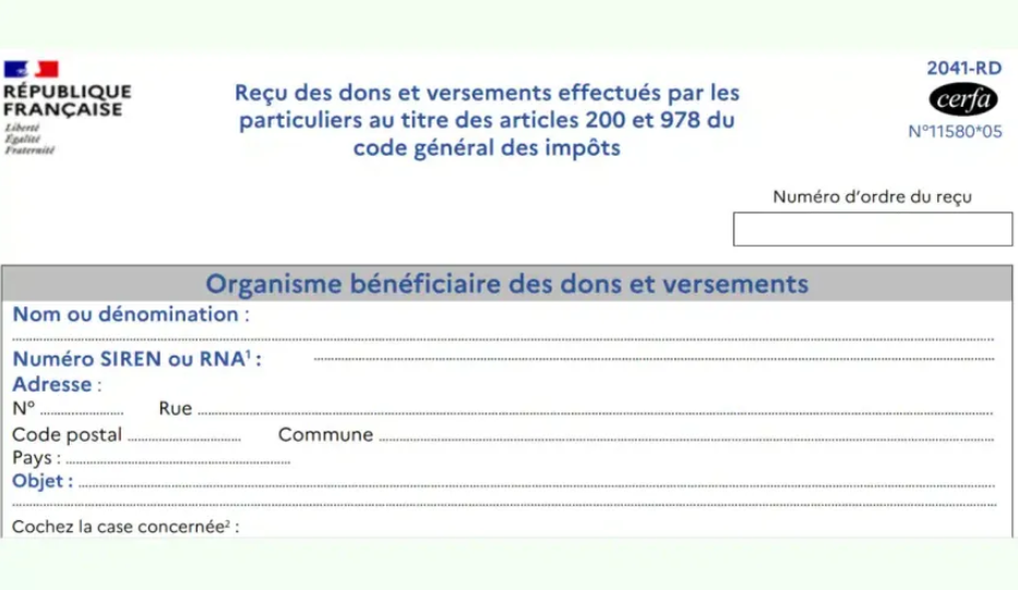 Formulaire 2041-RD - Recu fiscal
