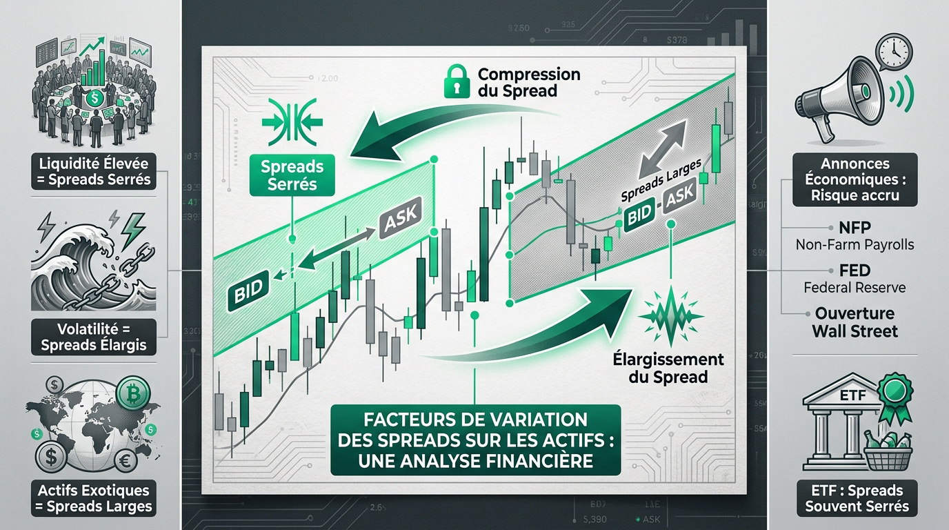 Graphique illustrant les facteurs de variation des spreads sur les actifs financiers