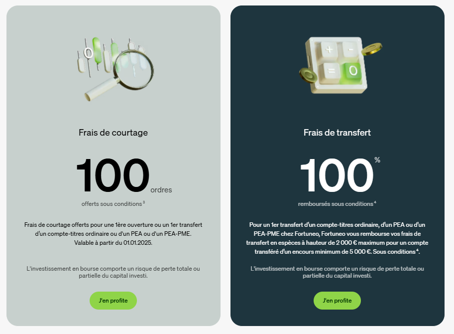 Offre Fortuneo : frais de transfert de PEA remboursés à 100 % sous conditions et ordres de bourse offerts